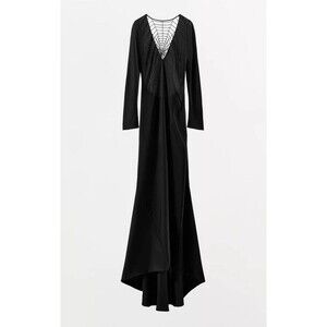 NWT Zara Limited Edition Satin Spiderweb Back Dress Black Women XL Ref 5344/609